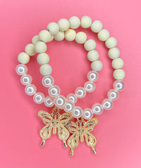 Butterfly and Pearls Bracelets Set (Mommy and Daughter)